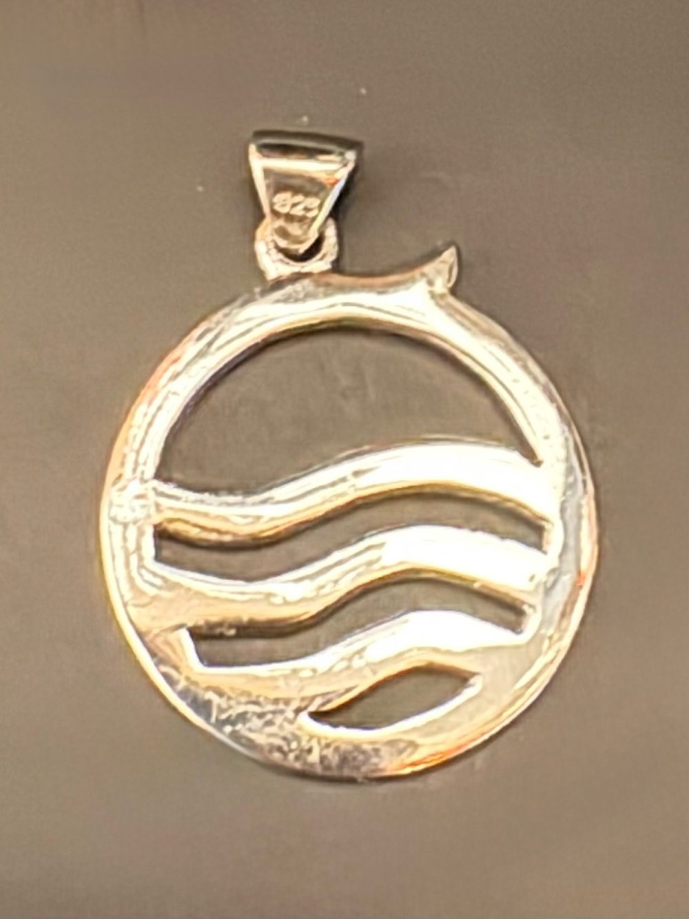Silver Wave Circle Pendant - 925 Sterling